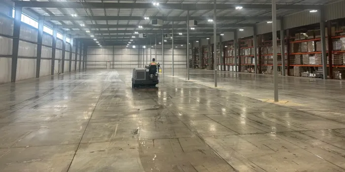 large Warehouse With a New Concrete Floor being polished