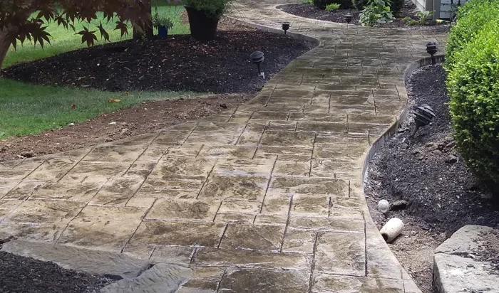 Beautiful Grey Concrete Walkway Through Garden