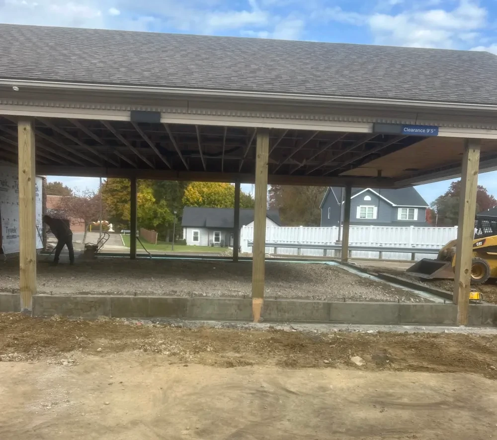 Gazebo concrete floor that has just been finished